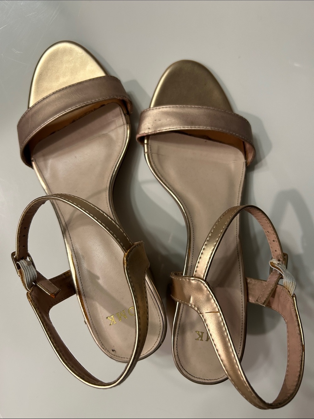 Michael Kors Metallic Rose Gold Open-Toe Slingback Sandals